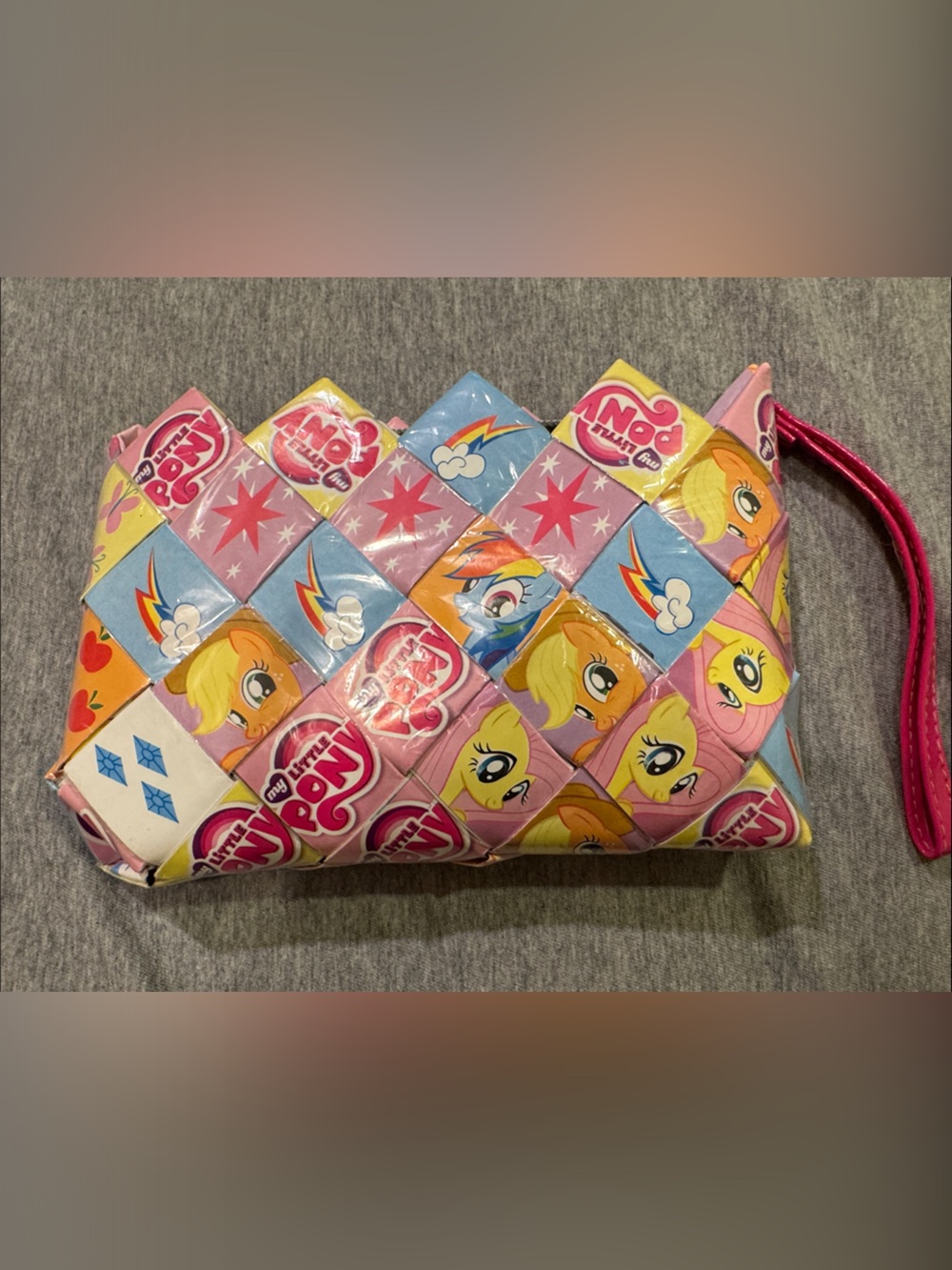 My Little Pony Pink, Yellow, Blue Patchwork Wristlet Handmade